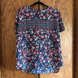 Blue Floral Blouse from LOFT